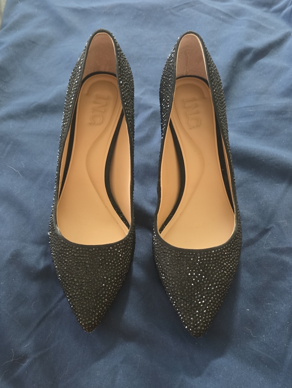 I.N.C. Black Rhinestone Embellished Pointed Toe High Heels
